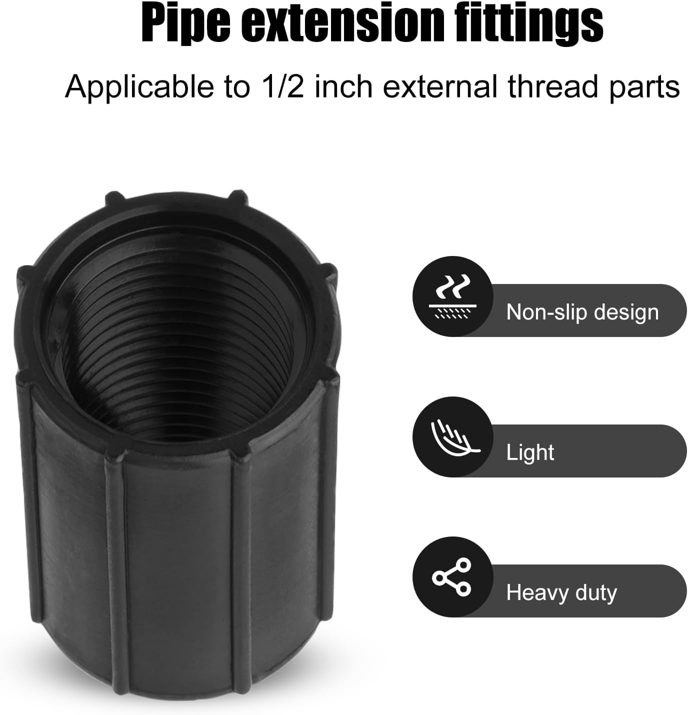 PEUTIER 10Pcs 1/2 Inch Female Threaded PVC NPT Connector, Double Female Thread Coupling Sprinkler Pipe Riser Adapter Irrigation System Accessories for Yard Lawn Garden image number 6