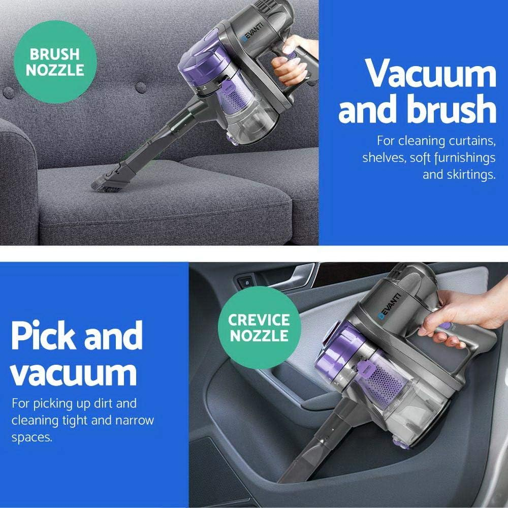 Devanti Stick Vacuum Cleaner, Corded Handheld Hand Held Strong Suction Handstick Bagless Car Vac Purple Compact Dustbuster Sweeper Dust Buster Portable for Home Car Stairs, Purple
