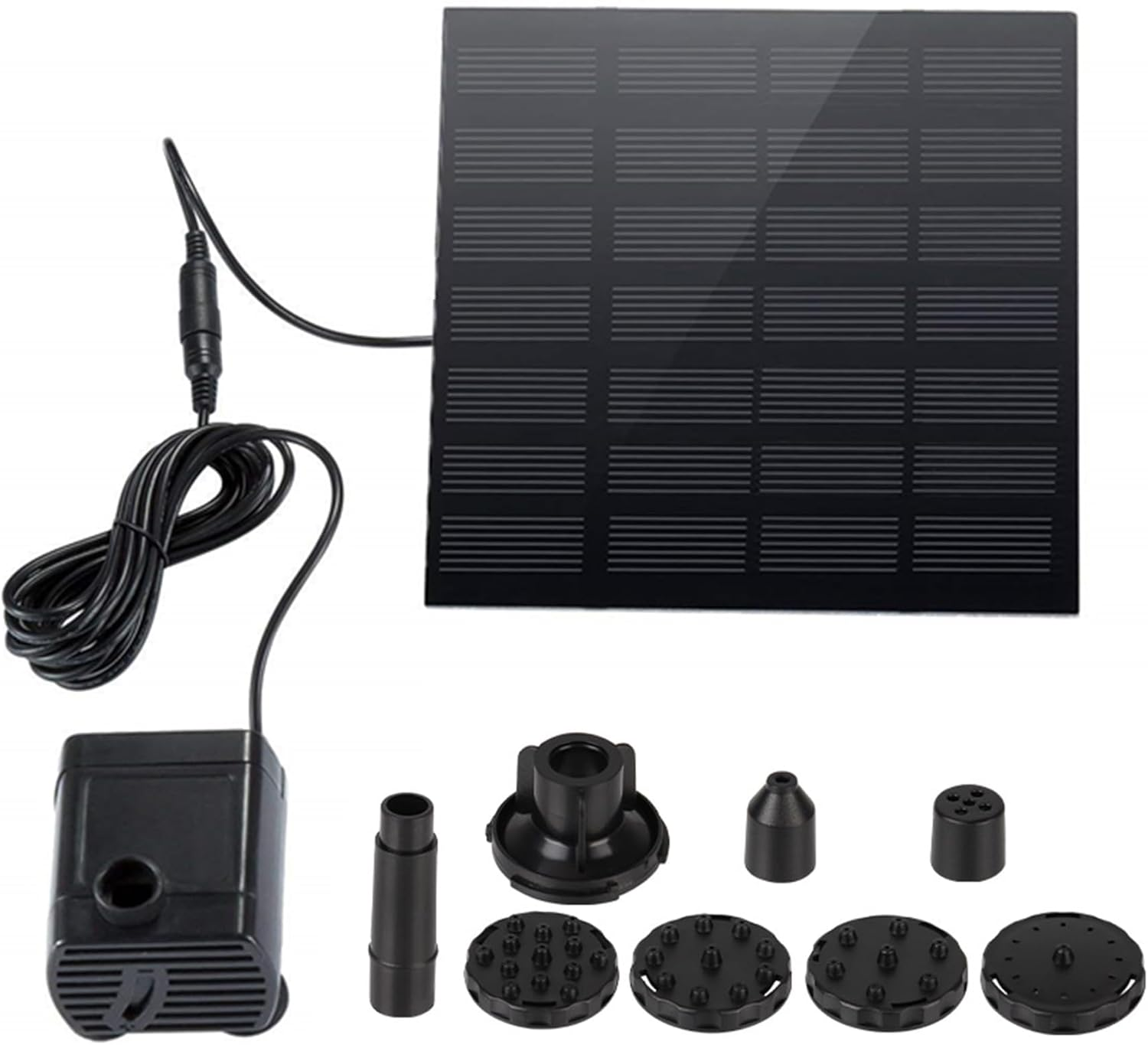 Solar Fountain,Square Solar Water Fountain with 6 Nozzle,1.2W Bird Bath Solar Water Pump with Extended - Length,Submersible Pump for Pond, Pool, Garden, Fish Tank image number 4