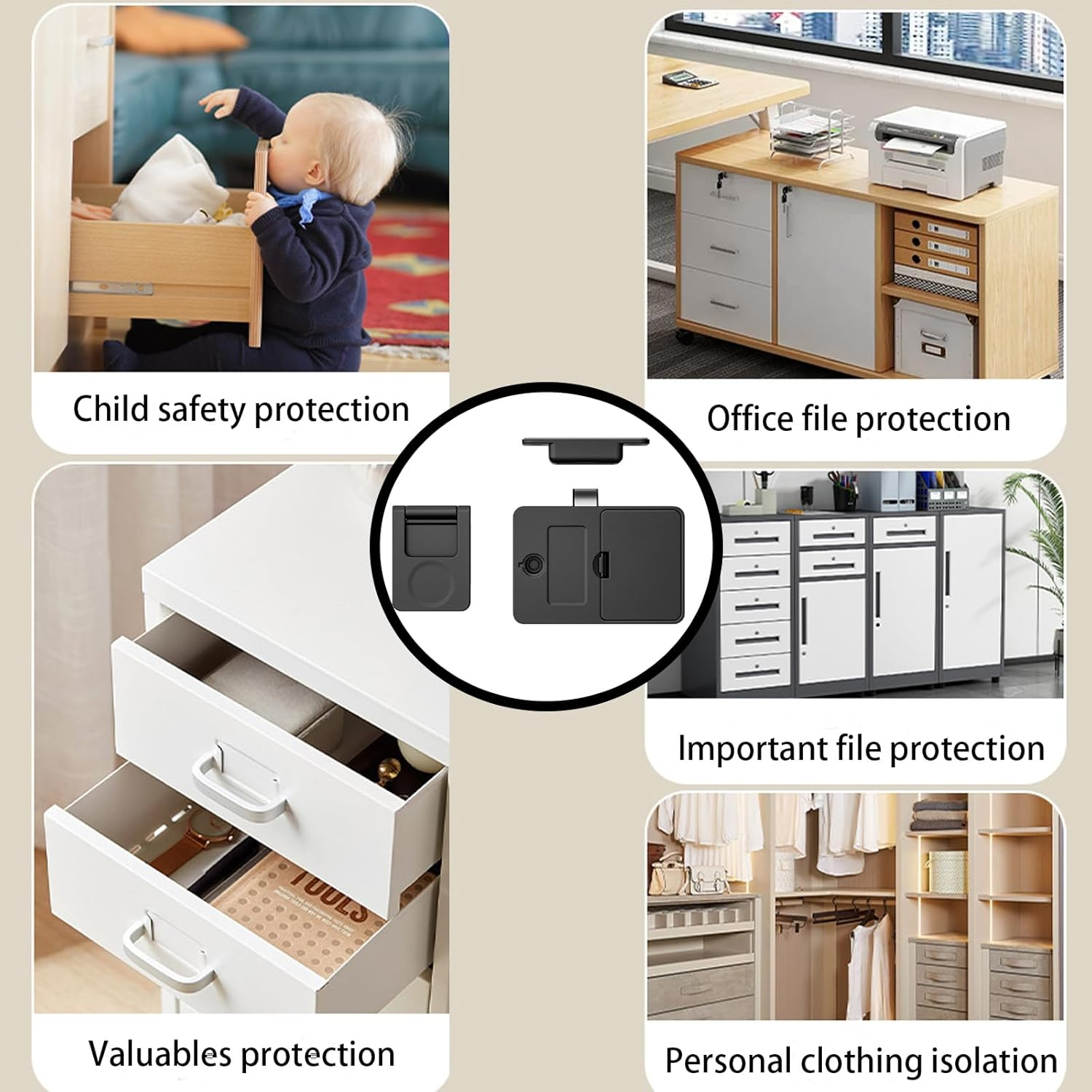CMINGJ NFC Smart Cabinet Lock, Magnetic Sensing Child Safety Baby Proofing Drawer Lock 4 Unlocking Methods (NFC Card, Handle, Phone, Watch), Long Battery Life, Universal Fit, High Security image number 4