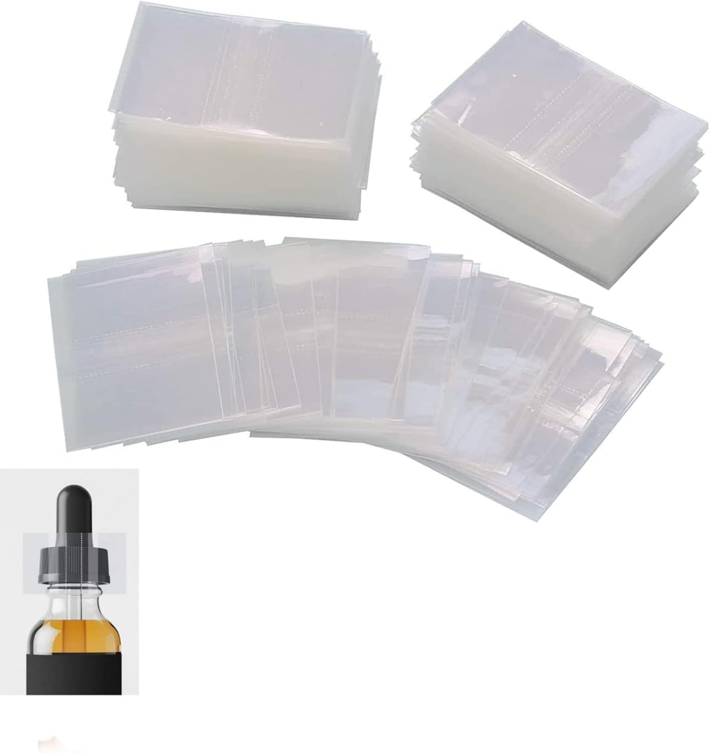 1000 Pieces PVC Heat Shrink Wrap Film Clear Perforated Shrink Bands Seal Bands 45X30Mm Heat Shrink Bands Fits 19-25 Mm Diameter Jar Cap round Bottle Seal Bands for Essential Oil Bottle Dropper Bottle image number 3