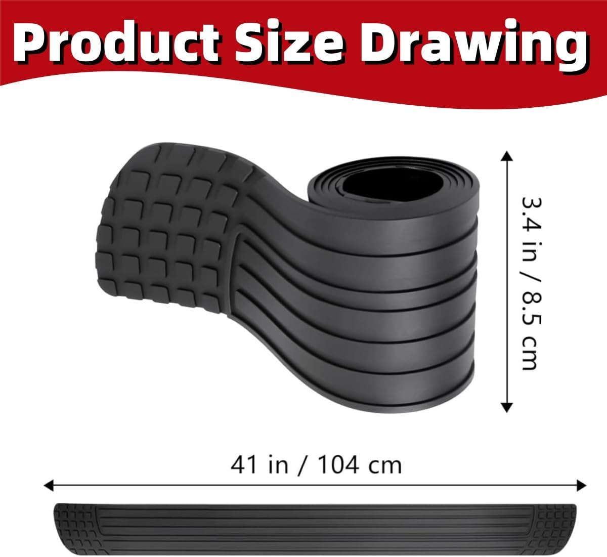 Car Rear Bumper Protector,Auto Anti-Scratch Collosion Rubber Trunk Door Entry Guards,Ywbfove 41 X 3.4 Inch Trimmable,Universal Non-Slip Exterior,Accessories for Most Cars and Suv(Black) image number 3