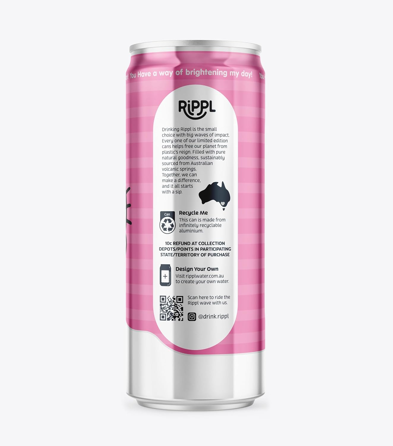 Rippl Hello Kitty Canned Sparkling Mineral Water, 330 Ml, 24 Pack image number 2