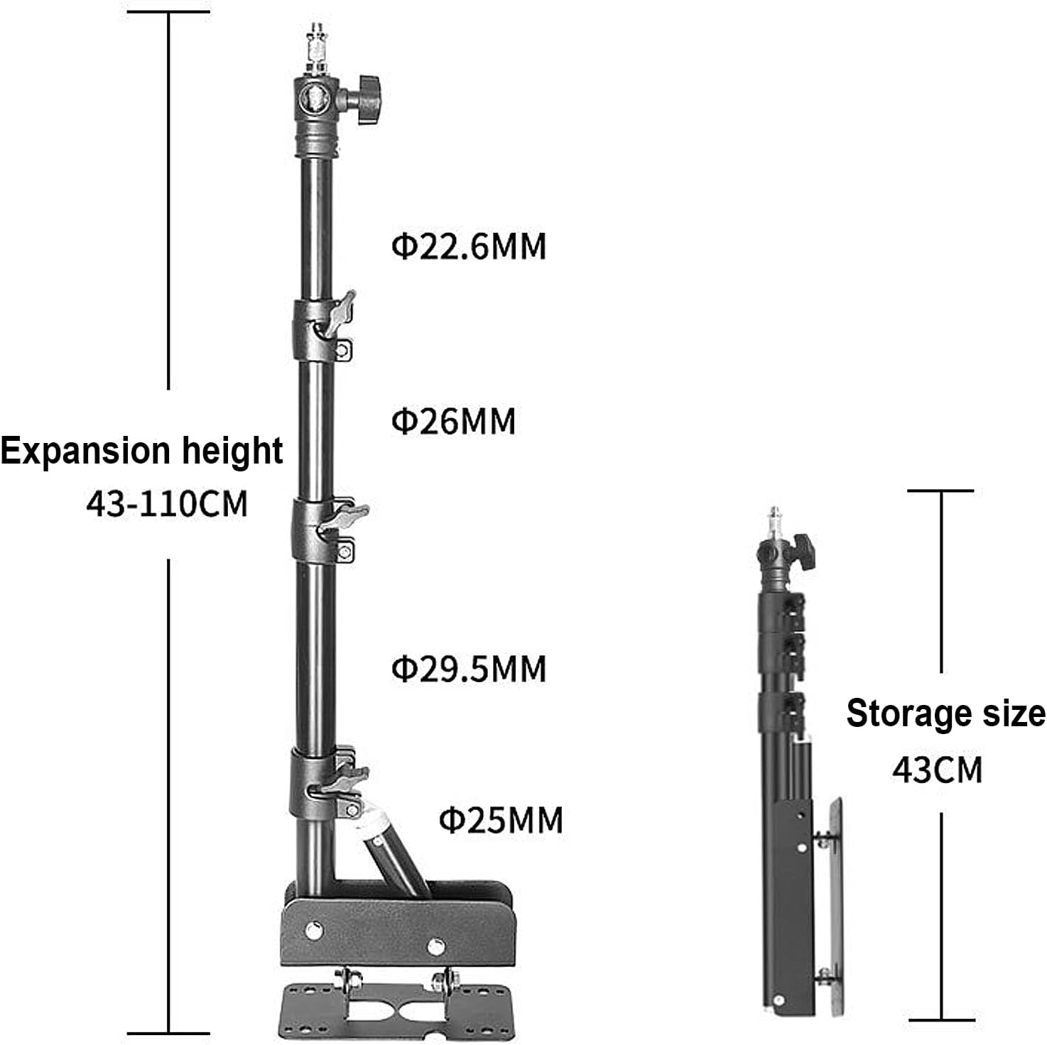 Hanured Triangle Wall Mounted Boom Arm 43-100 Cm Wall Mounted Boom Arm 180 Degree Rotation for Photography Photo Studio Ring Light Softbox Umbrella Monolight Flash Light image number 3