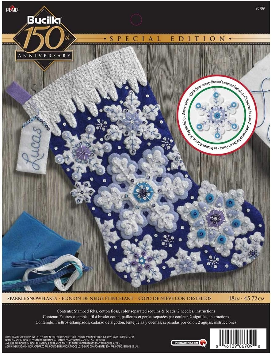 Bucilla Sparkle Snowflake Stocking Kit