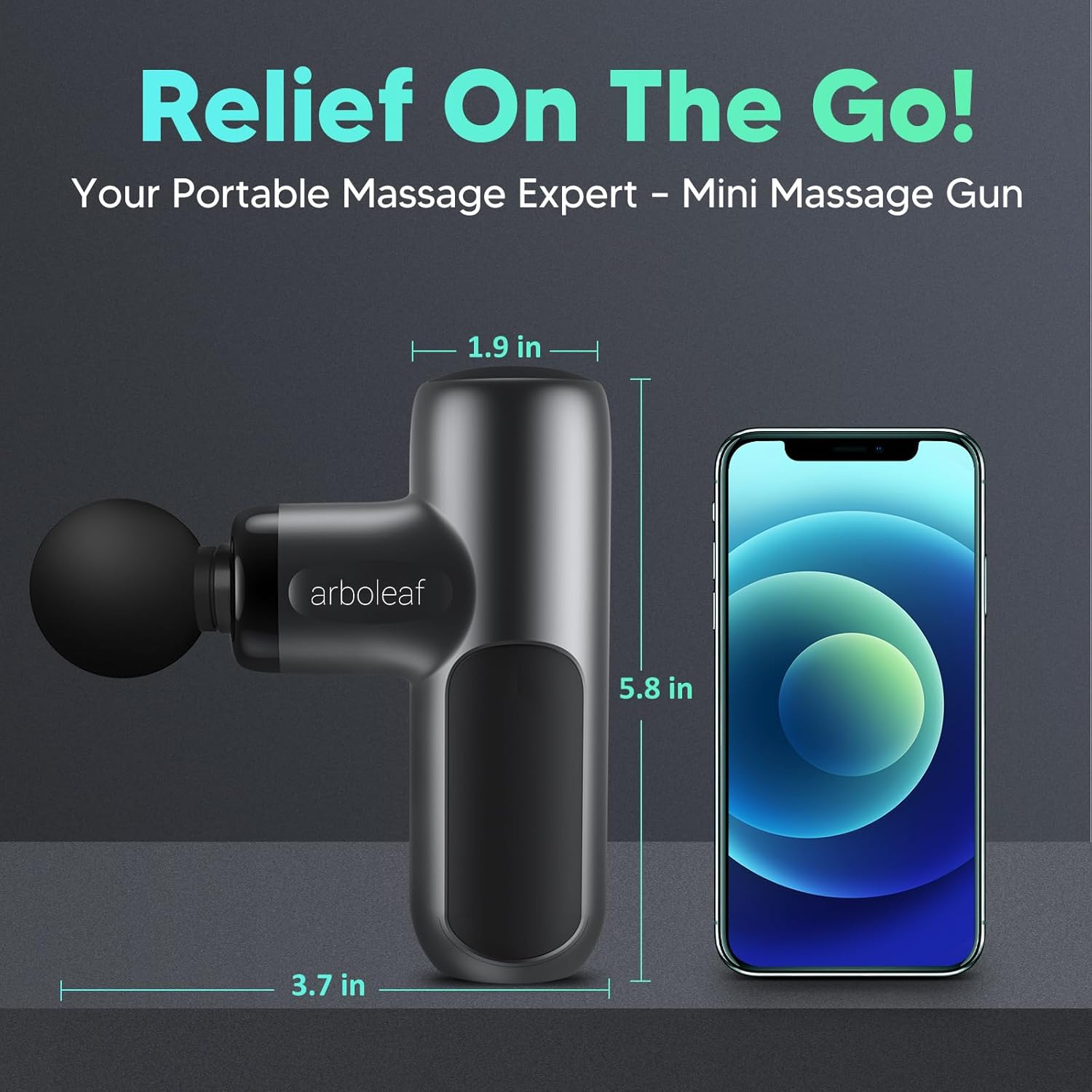 Arboleaf Mini Massage Gun, Deep Tissue Muscle Massager with 4 Massage Heads, 3200Rpm Powerful Portable Massager Gun for Muscle Pain Relief, Gifts for Men Women image number 5