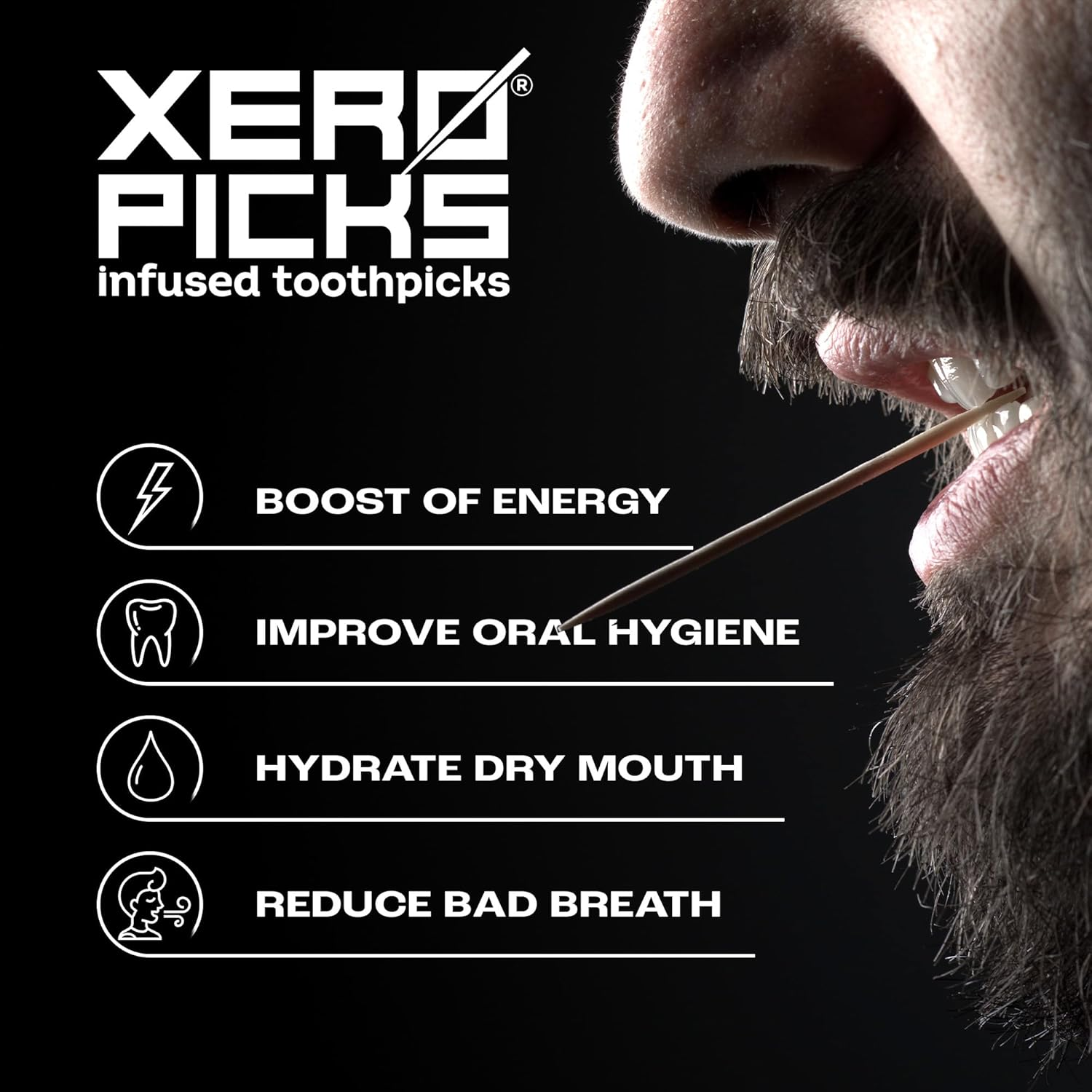 Xero Picks Energy Infused Flavored Toothpicks with Caffeine, B12 and B6-60 Picks (3 Pack) (Grape) image number 3