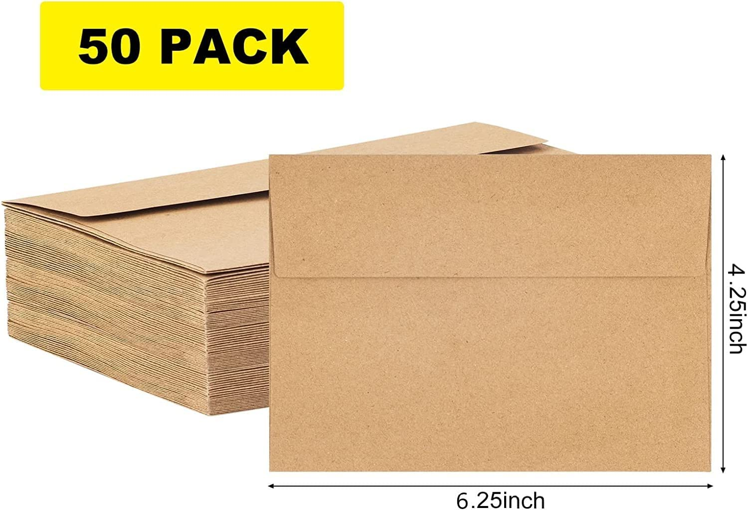 50 Pack Kraft Envelopes 4 X 6 Inch Brown Envelopes,A4 Envelopes, Card Envelopes, Kraft Paper Envelopes, Invitation Envelopes, Postcard Envelopes (Brown) image number 3