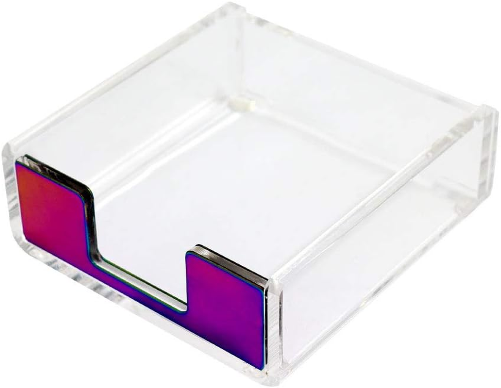 Multibey Clear Black Sticky Note Pad Holder for Desk, Memo Holder Paper Dispenser, Acrylic Desktop Accessories Organizer for Office School Home(Black)