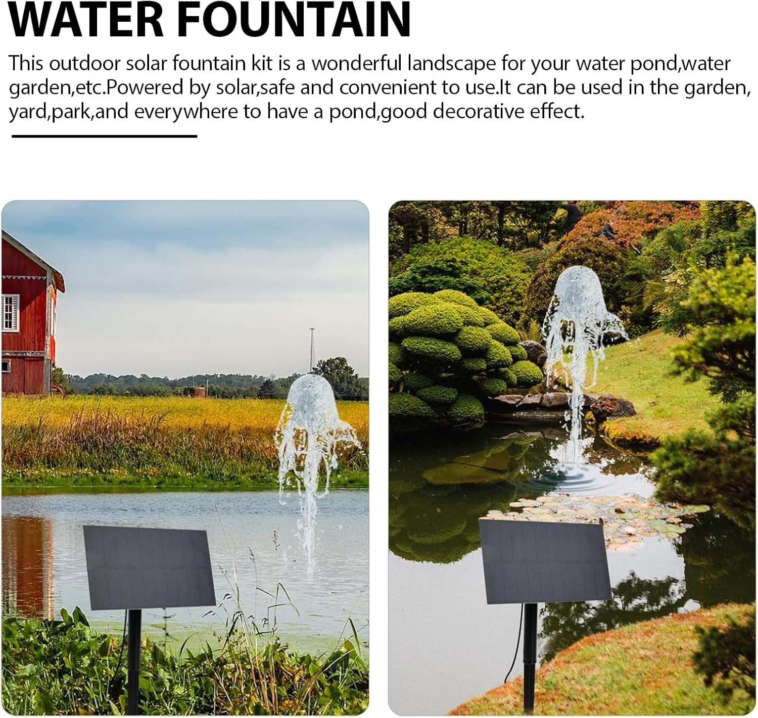 1.5W Solar Fountain Pump for Outdoor Water Features, Garden, Pond & Fish Tank | Solar-Powered Floating Water Pump with Multiple Nozzles for DIY Water Decoration, Pools & Backyard Landscaping image number 6