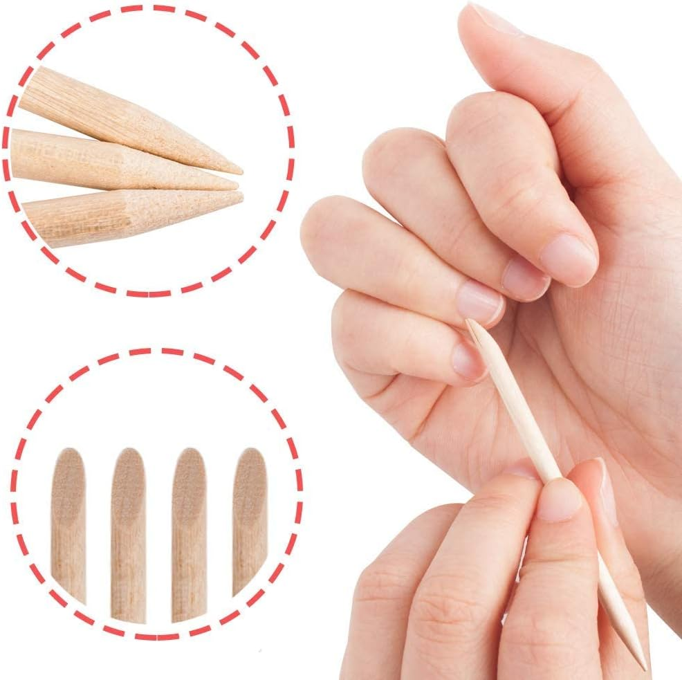 AMOSTBY Nail Art Orange Wood Sticks, 50PCS Multi Functional Cuticle Pusher Remover Manicure Pedicure Tool,4.5 Inch