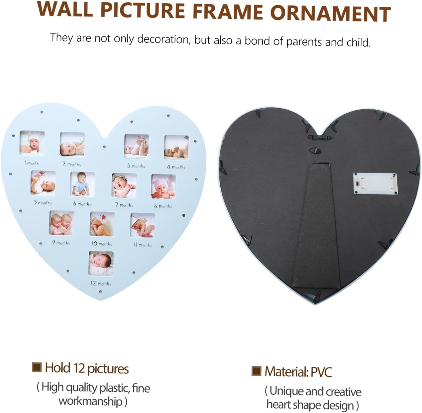 1Pc Heart Shaped Growth Record Frame with Month Photo Display for Cherishing Memories Unique Keepsake for Newborn Milestones for Wall image number 6