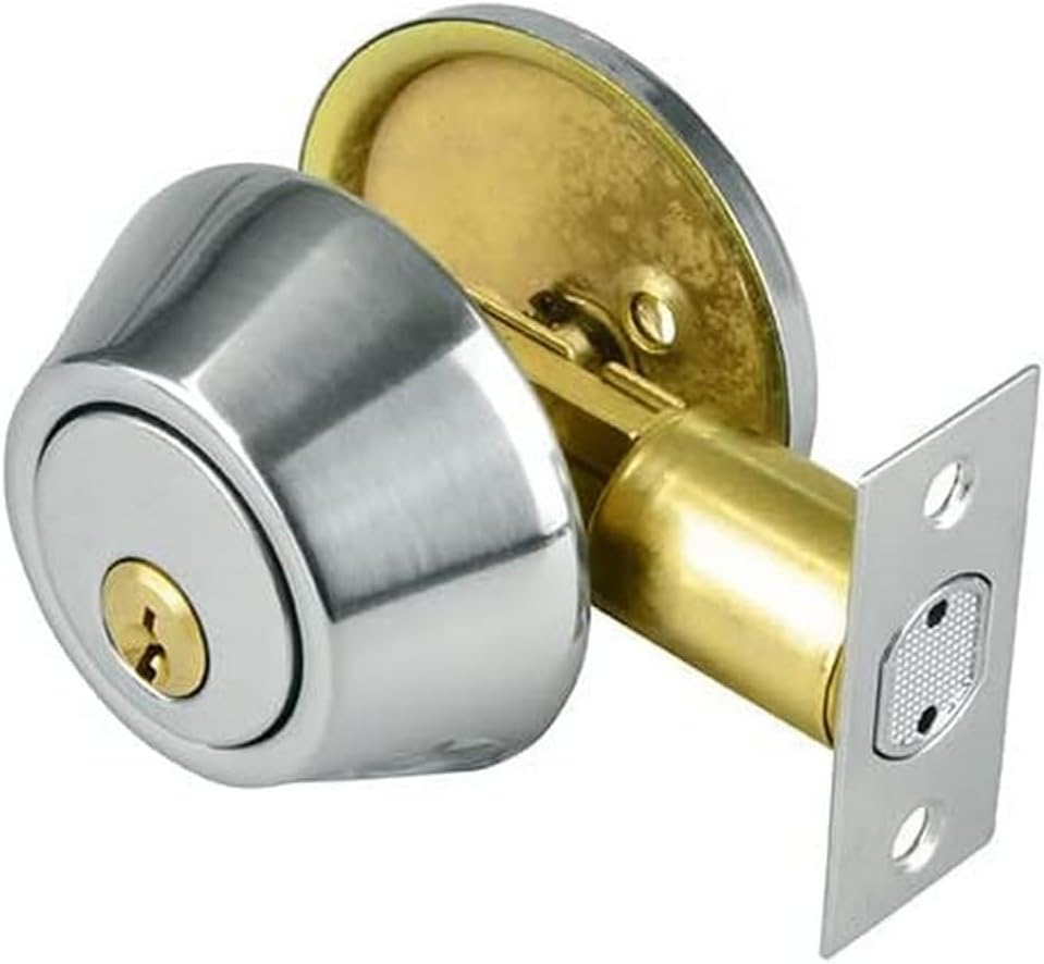 Romak 609190 Single Cylinder Deadbolt Chrome Plated Finish (6KA)