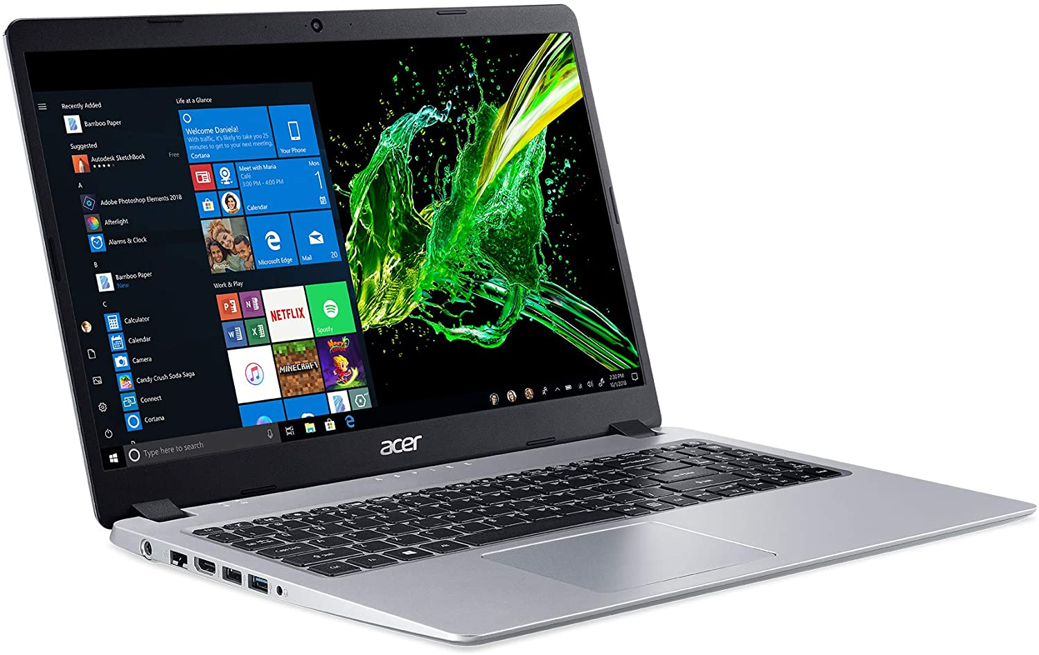 Acer Aspire 5 Slim Laptop, 15.6 Inches Full HD IPS Display, AMD Ryzen 3 3200U, Vega 3 Graphics, 4GB DDR4, 128GB SSD, Backlit Keyboard, Windows 10 in S Mode, A515-43-R19L, Silver image number 5