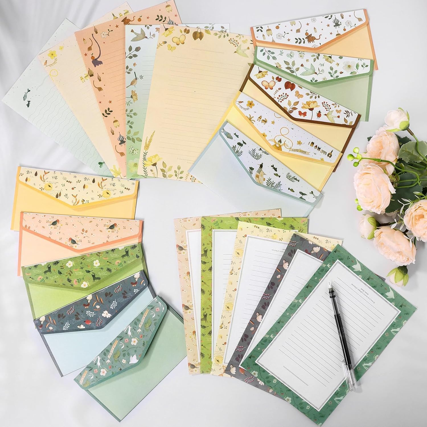 OSYLICT Letter Paper and Envelopes Sets,90Pcs Stationery Kit,Cute Lined Stationery Paper for Writing Letters Invitations Poem Office School,For Thanksgiving Mothers Day image number 3
