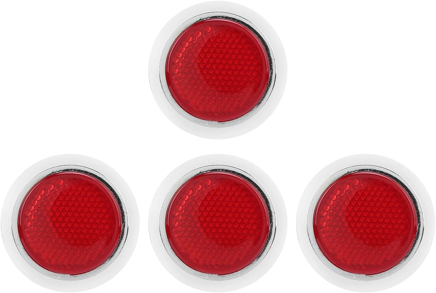 4PCS Red Reflector, ABS Chrome Trim Reflective Sticker Reflector Holder High Visibility round Reflective Protection Universal for Automobile Motorcycle image number 6