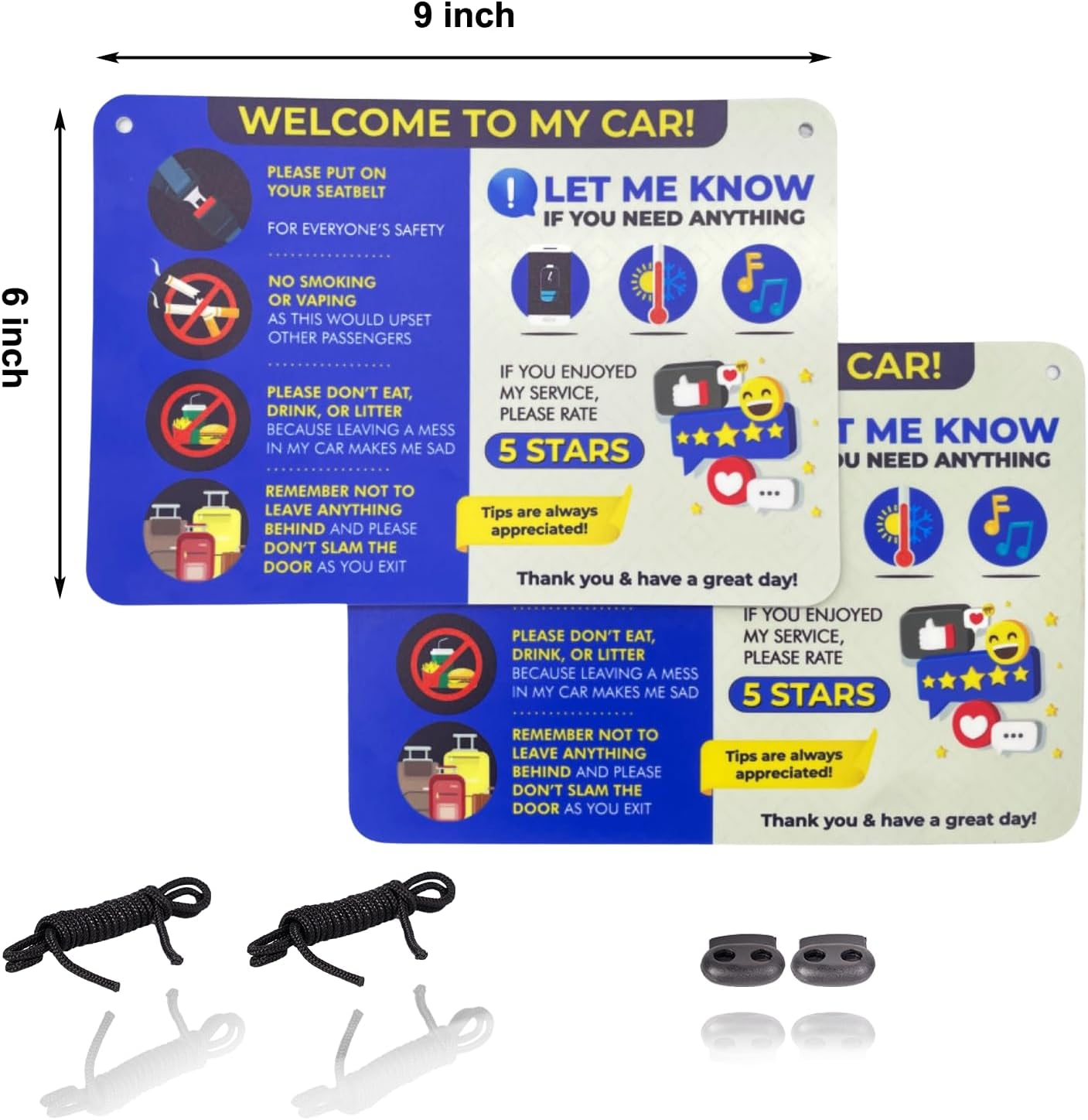 NIVRANA Rideshare Car Sign 2-Pack &mdash; Better Customer Relations, Higher Ratings and More Tips with Universal Sign, Accessory for Rideshare Drivers &ndash; 9&rdquo; X 6&rdquo; (Blue and Grey) image number 3