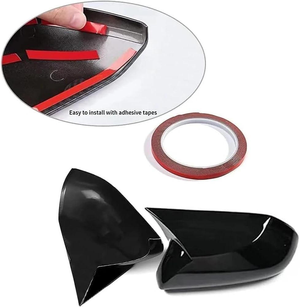 Car Ox Horn Side Rearview Mirror Cover for Toyota Camry 2018-2025, ABS Plastic Wing Mirror Protector Guards with Glossy Finish, Exterior Accessories (Bright Black) image number 2
