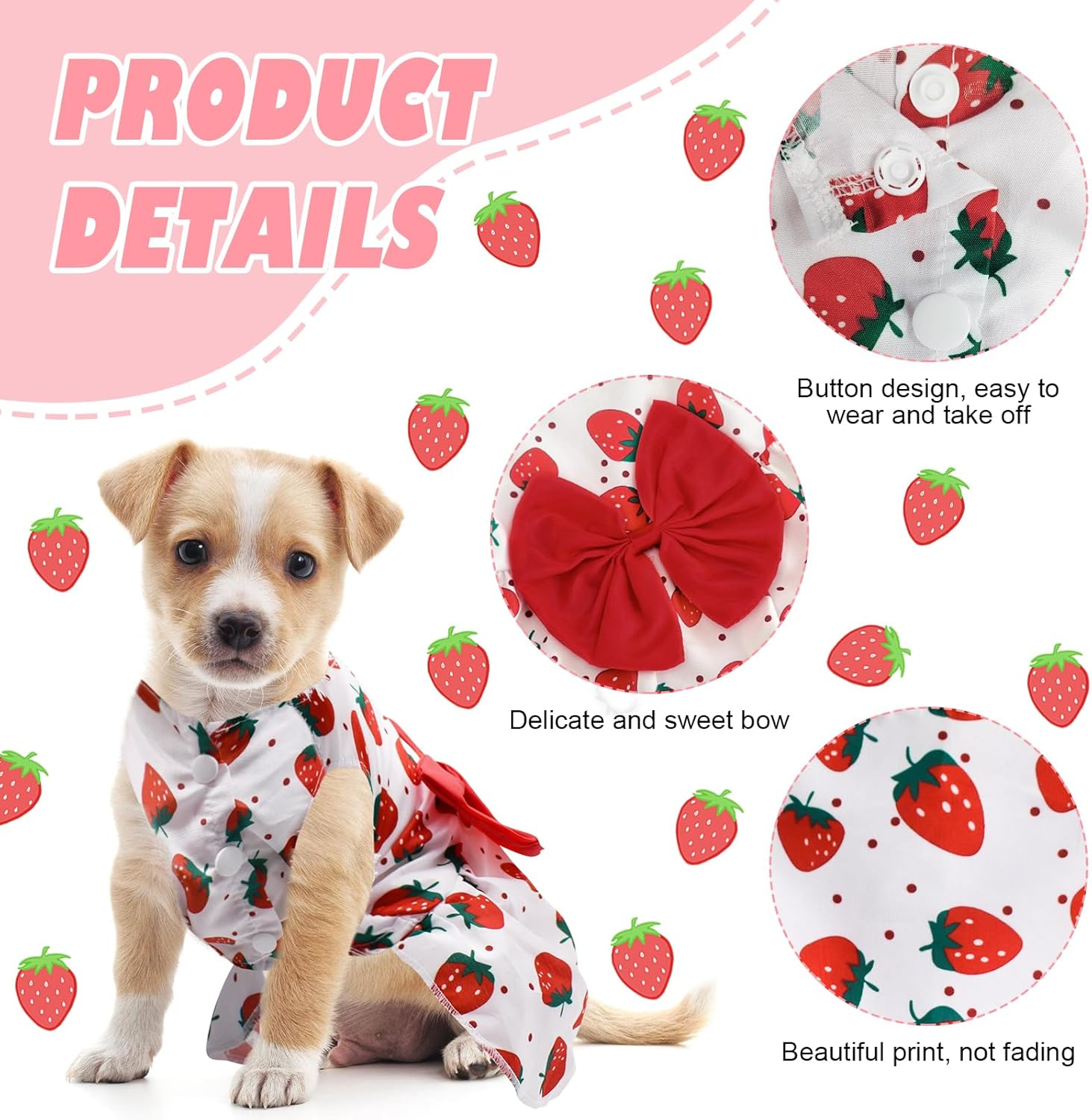 KATOLK 6 Pieces Dog Dresses for Small Dogs Girls, Cute Princess Puppy Kitten Dog Dresses with Flowers and Bowknot for Pet Cats, Small Dogs' Outfits Female Pet Skirts Clothes for Chihuahua Yorkies image number 2