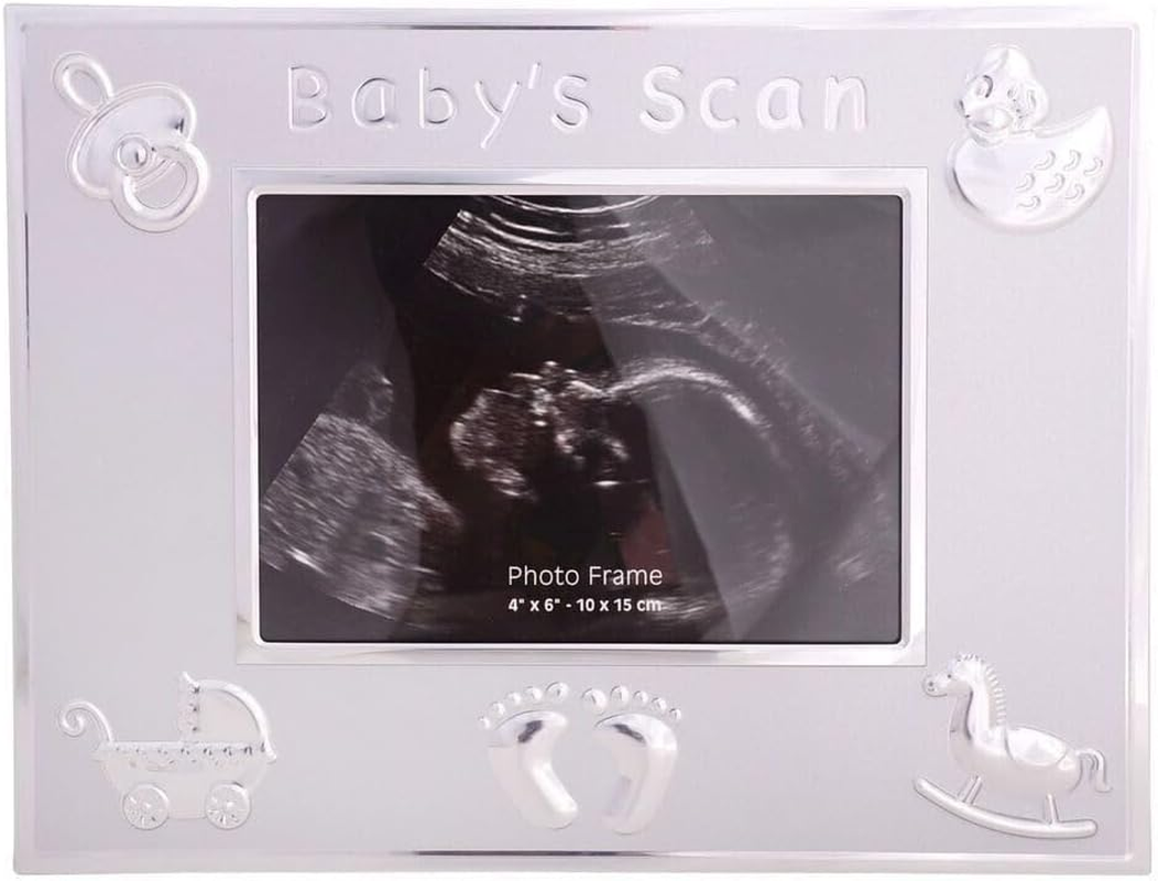 Pjs Picture Frame Baby Scan Ultrasound Sonogram Pregnancy Silver 21Cm X 16Cm