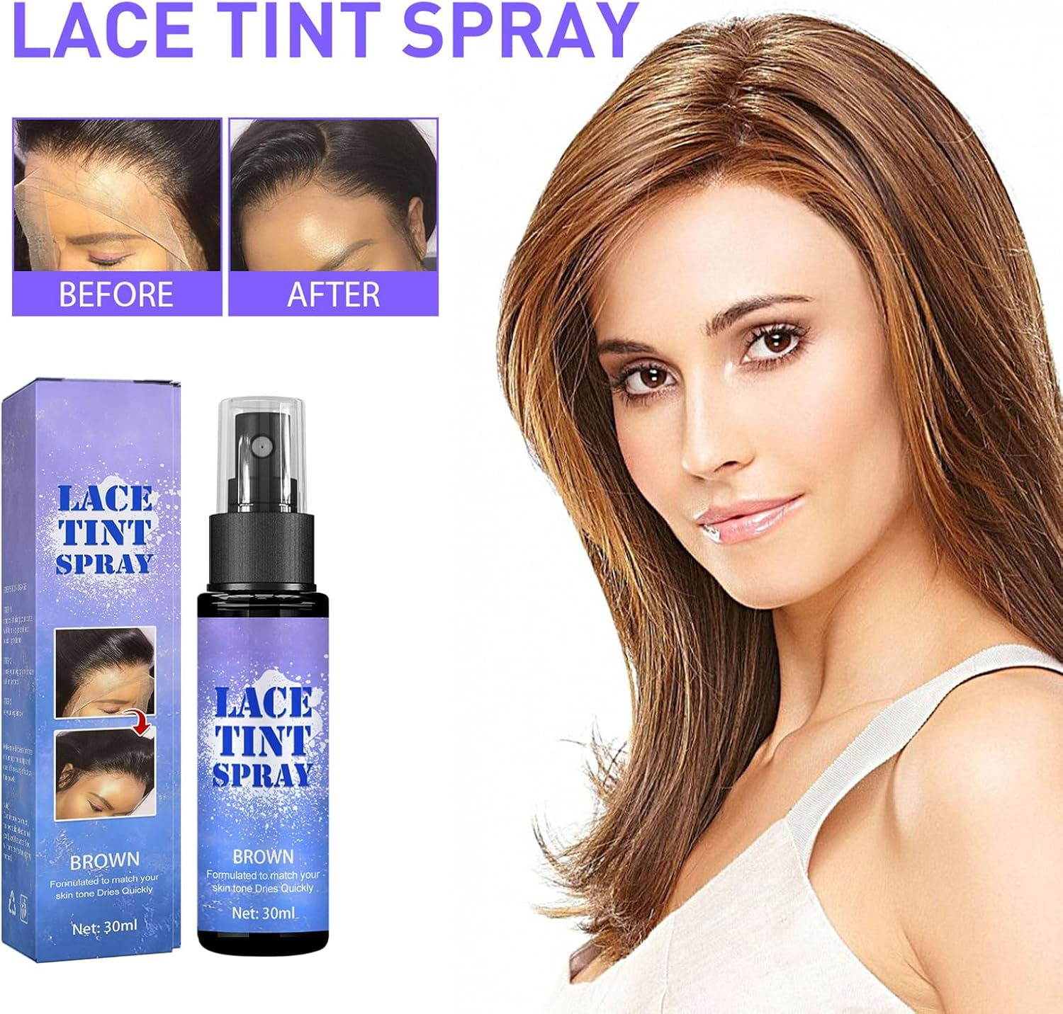 Wig Spray, Pack of 2 Hair Bond Wig Lace Melting Spray Personal Styling Aid for Dry, Frizzy, Natural, Curly Hair, Natural Curly Extension Use Frizzy Styles Naturally