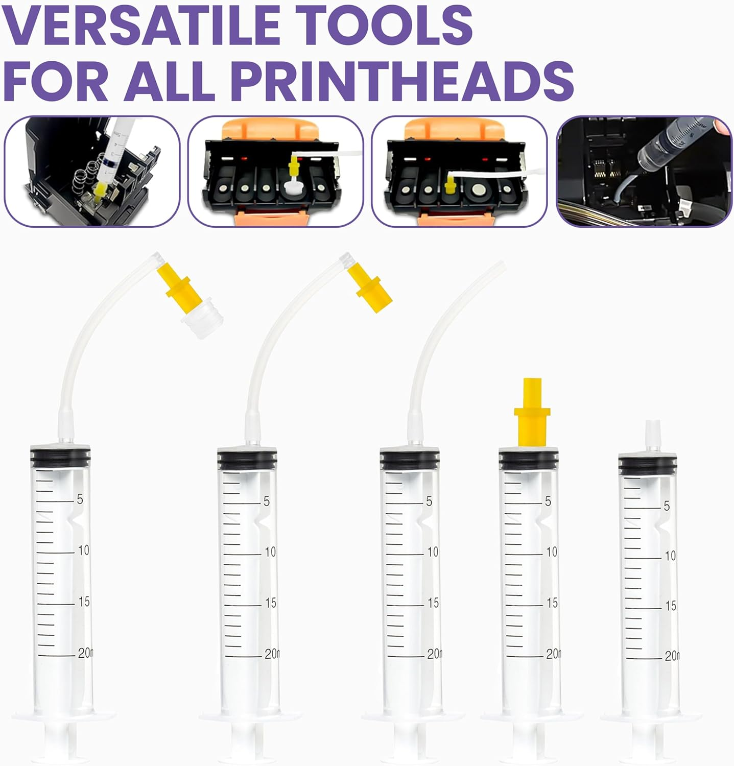 Printhead Cleaning Kit - HP, Epson,Canon, Brother & Lexmark - Large High Efficiency 20Ml Premium Syringe - 10Oz 100Ml (Best Printers Certified) image number 5