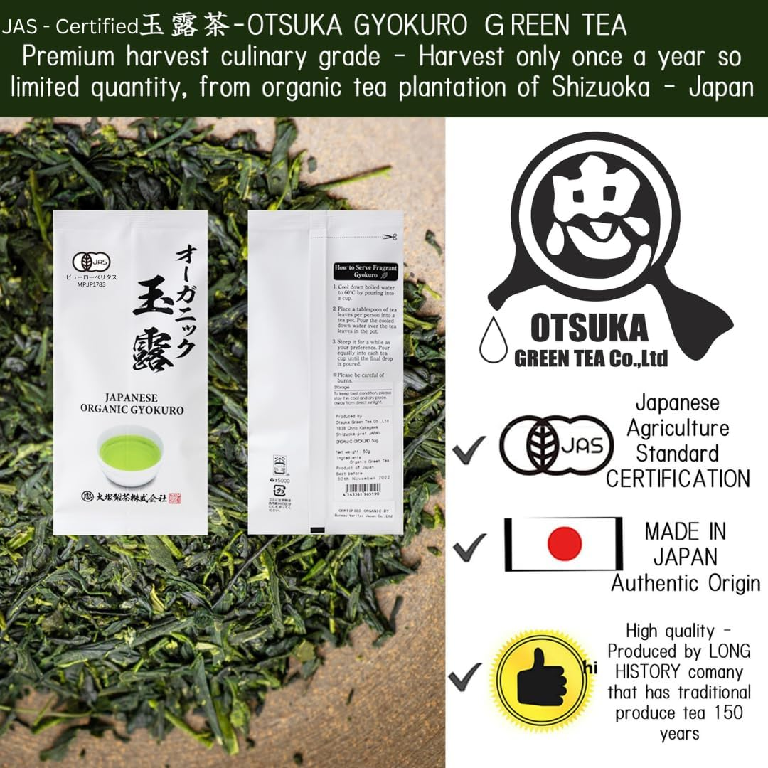 Otsuka Green Tea Co - Organic Gyokuro Green Tea 50G - Loose Leaf Green Tea - Imported from Japan image number 6