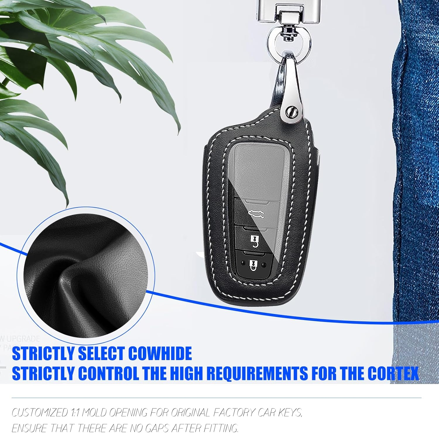 Powerful for Toyota Key Fob Cover Car Key Fob Protector Key Holder Case with Keychain Leather Lanyard 2/3 Buttons for Camry RAV4 Highlander Avalon C-HR Prius Corolla GT86 image number 3