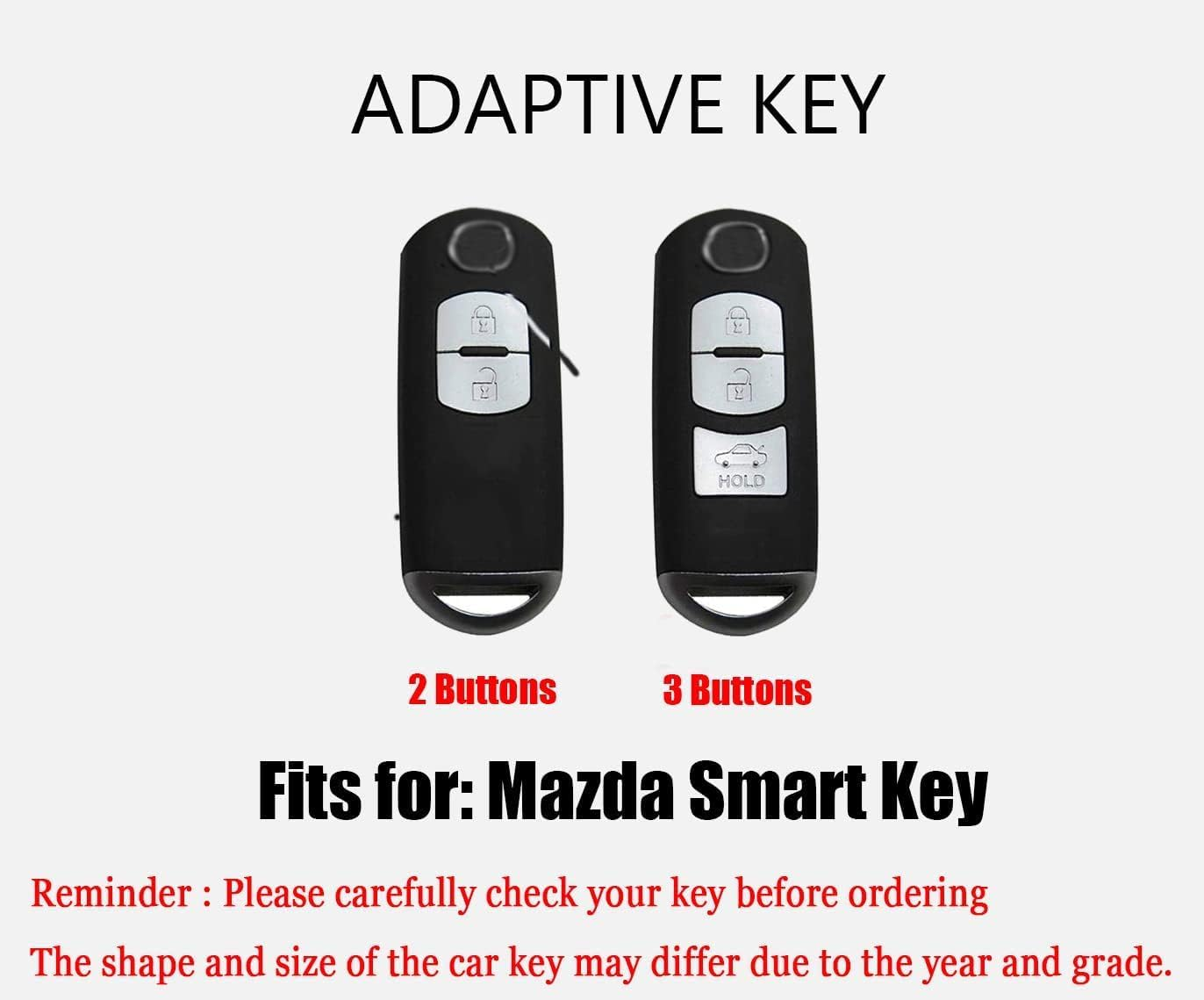 TECART Key Fob Cover Fit for Mazda CX-3 CX-4 Soft TPU Keychain Key Case Key Shell Accessories Protector 2 Button White