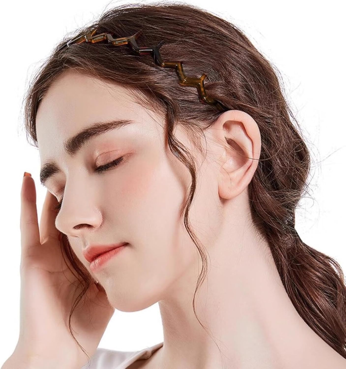 Zigzag Headband, 4 Pieces Zigzag Hair Hoop Shark Tooth Hair Comb Hair Band Plastic Headband Make up Zigzag Headband Non-Slip Head Hoop Fashion Headbands for Women and Girls image number 4