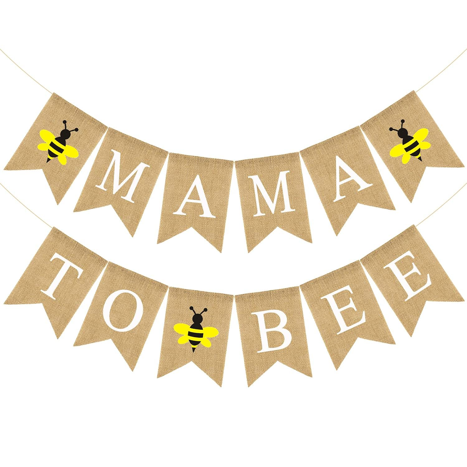 Mama to Bee Burlap Banner Jute Bumble Bee Burlap Bunting Baby Shower Party Banner Gender Reveal Bunting Flag Garland Oh Baby Burlap Garland Vintage Welcome Baby Banner for Boy Girl Party Decor