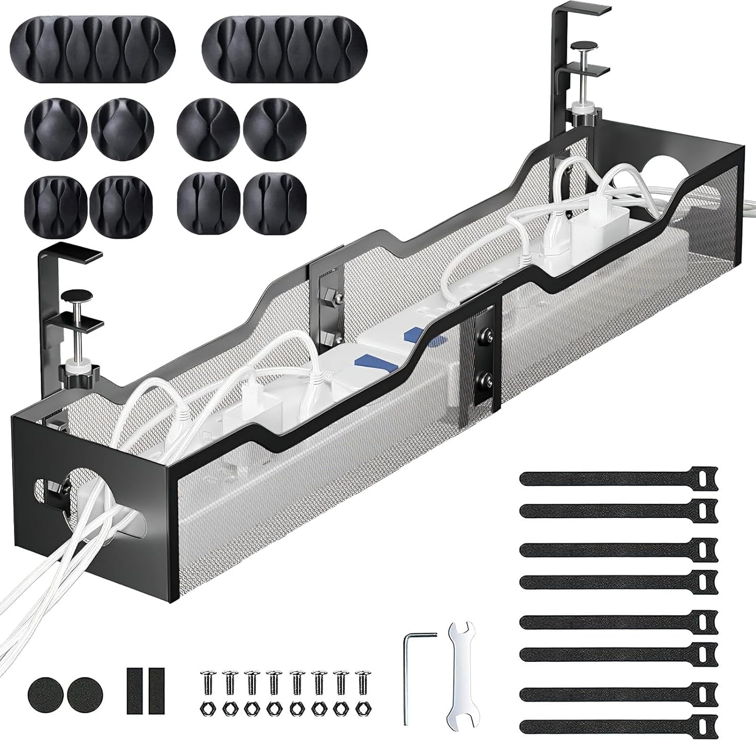 Cable Management, 80Cm No-Drill Cable Management Tray with Secure Clamps, under Desk Wire Holder for Home Office & Gaming Setups, Scratch-Resistant image number 4