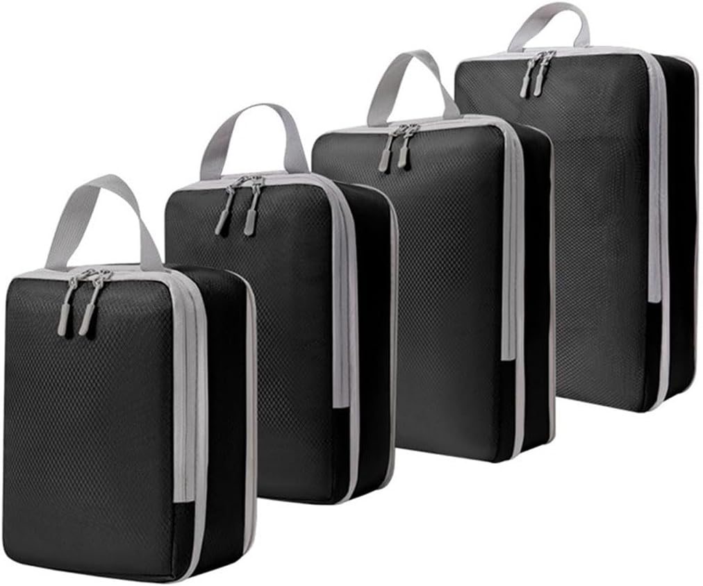 Idopick Compression Packing Cubes for Travel,4 Set Packing Cubes for Suitcases,Travel Accessories Expandable Packing Organizers for Carry On, Black image number 4