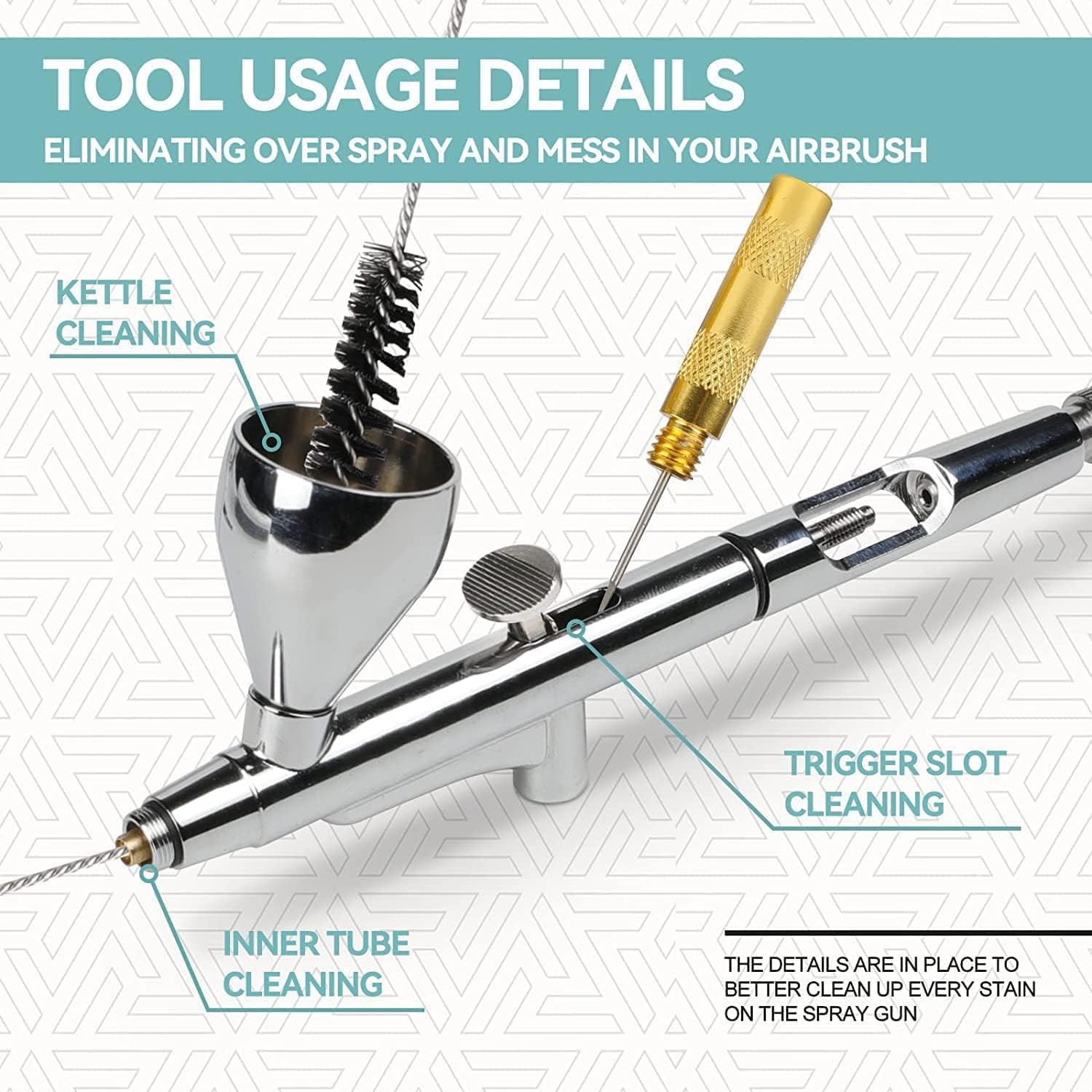 Airbrush Cleaning Kit 3 Set Spray Repair Tool with Stainless Steel Needle and Brush Set Airbrush Painting Cleaning Tools Kit (5 Pc Cleaning Needles 5 Pc Cleaning Brushes 1 Wash Needle) image number 5