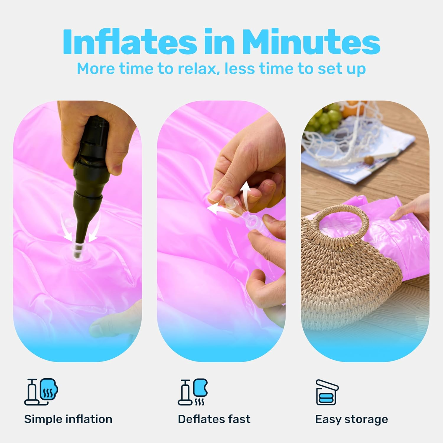 SLOOSH Inflatable Pool Floats Raft,Floating Lounge for Adults, Swimming Pool Mat with Headrest for Summer Water Beach Fun