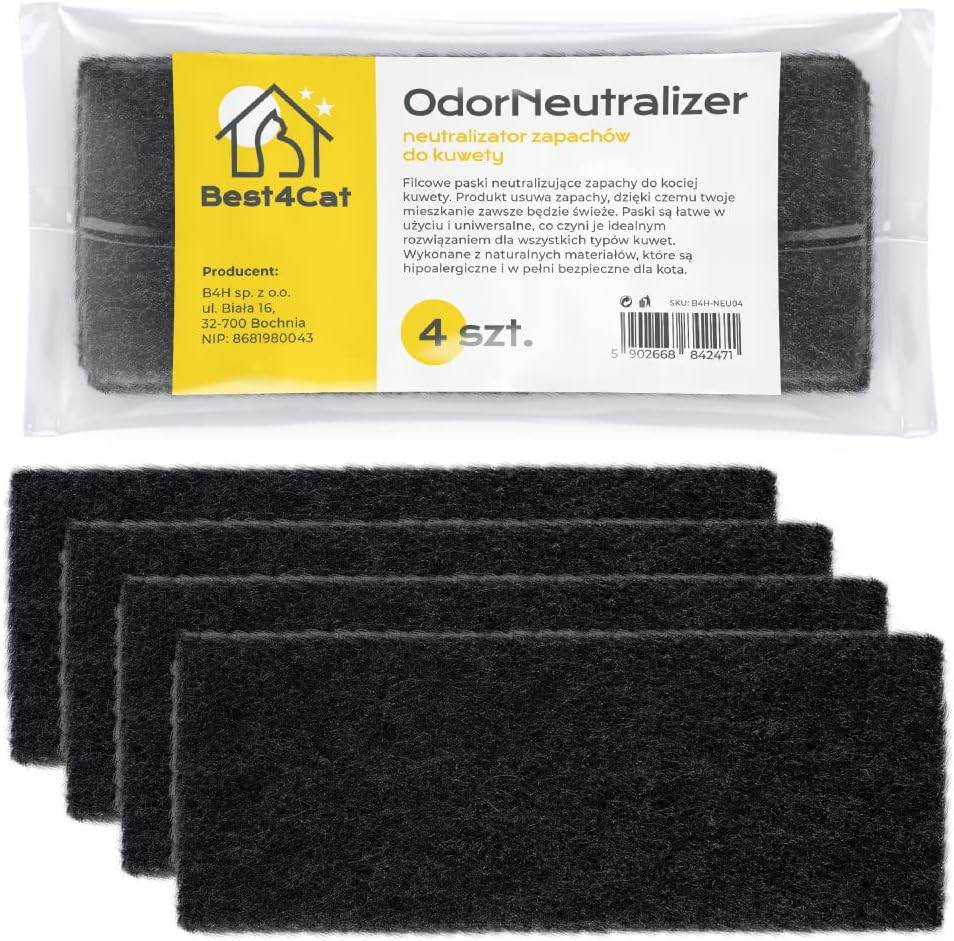 B4C Activated Carbon Filter for Cat Litter Tray, Pack of 4 Replacement Filters for Cat Litter Tray with Lid, Black Filter, Cat Litter Tray Odour Stopper, Easy Installation, Keeps More Freshness And image number 4