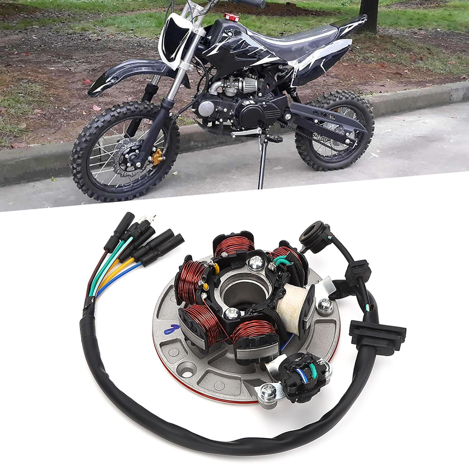 Magneto Stator Plate Copper Copper for Lifan Yx Start Engine Pit Pro Trail Dirt Dirt Dirt Dirt Accessory Standard Motorcycle, Default