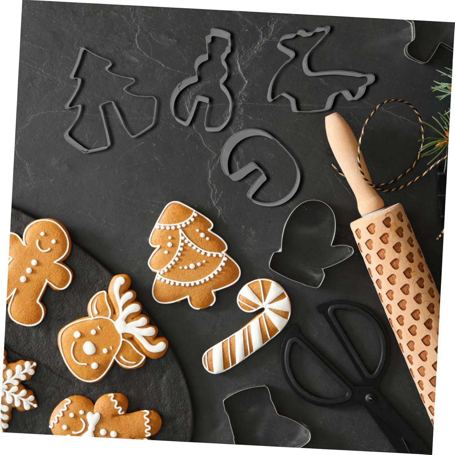 16Pcs Christmas Biscuit Cutters Set Stainless Steel Mold Reusable DIY Baking Accessories for Holiday Party Supplies image number 6