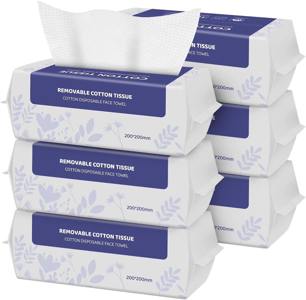 Disposable Face Towels, Extra Thick Soft Cotton Dry Wipes, Facial Tissue for Cleansing, Lint-Free, for Cleaning Face Makeup Removing Travel (Pack of 6)