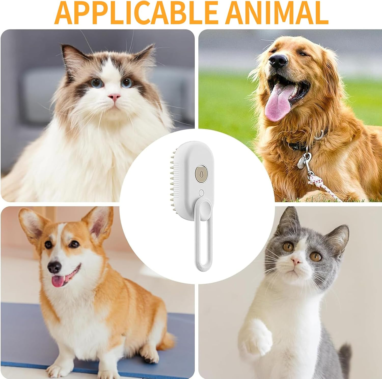 Steamy Cat Brush, 3-In-1 Cat Brush with Steam Pet Brush, Self Cleaning Steamy Cat Brush, Self-Cleaning Steaming Cat Brush, Steam Brush, Cat Brush, for Cats, Dogs, Massage (A) image number 2