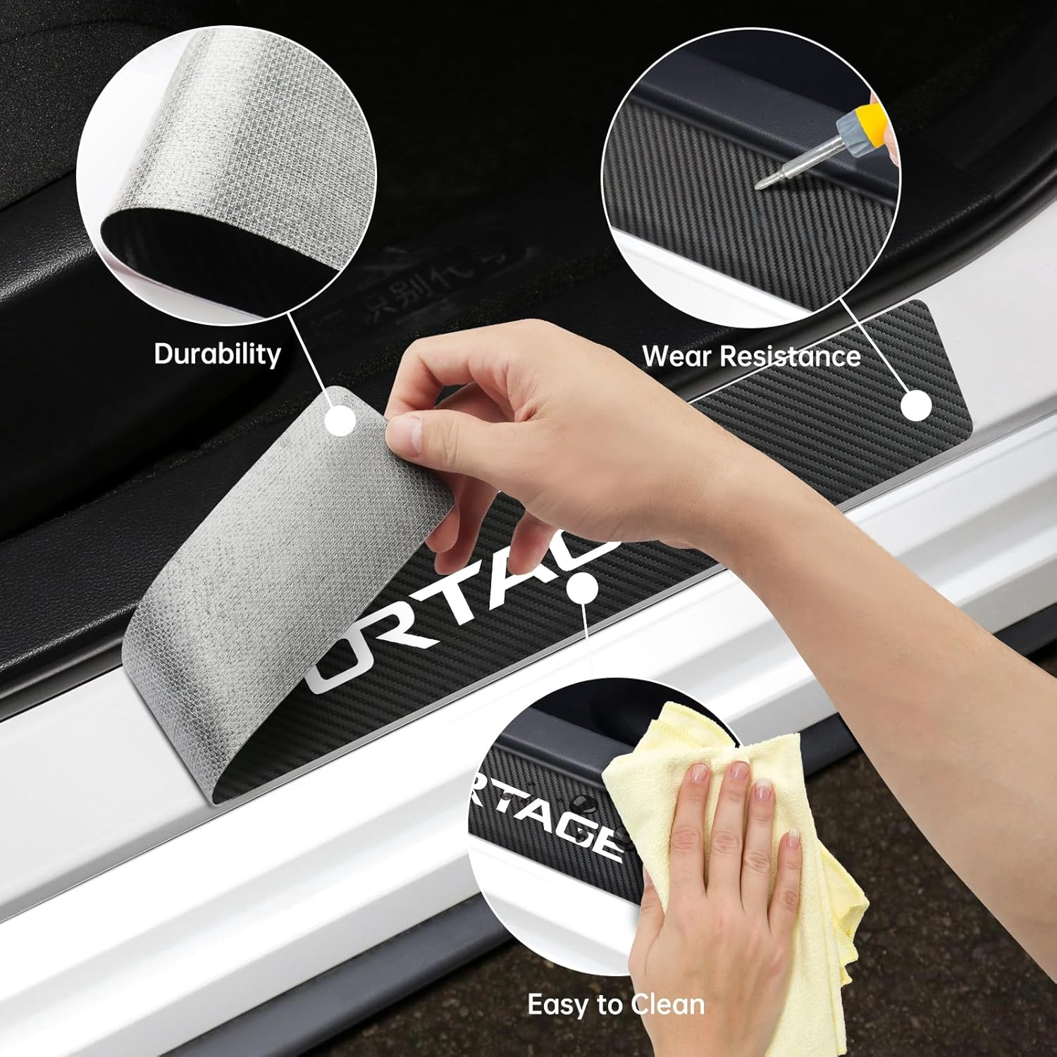 Car Door Sill Protector Compatible with Kia Sportage Accessories, Guard Decoration Scuff Plate Sticker image number 3