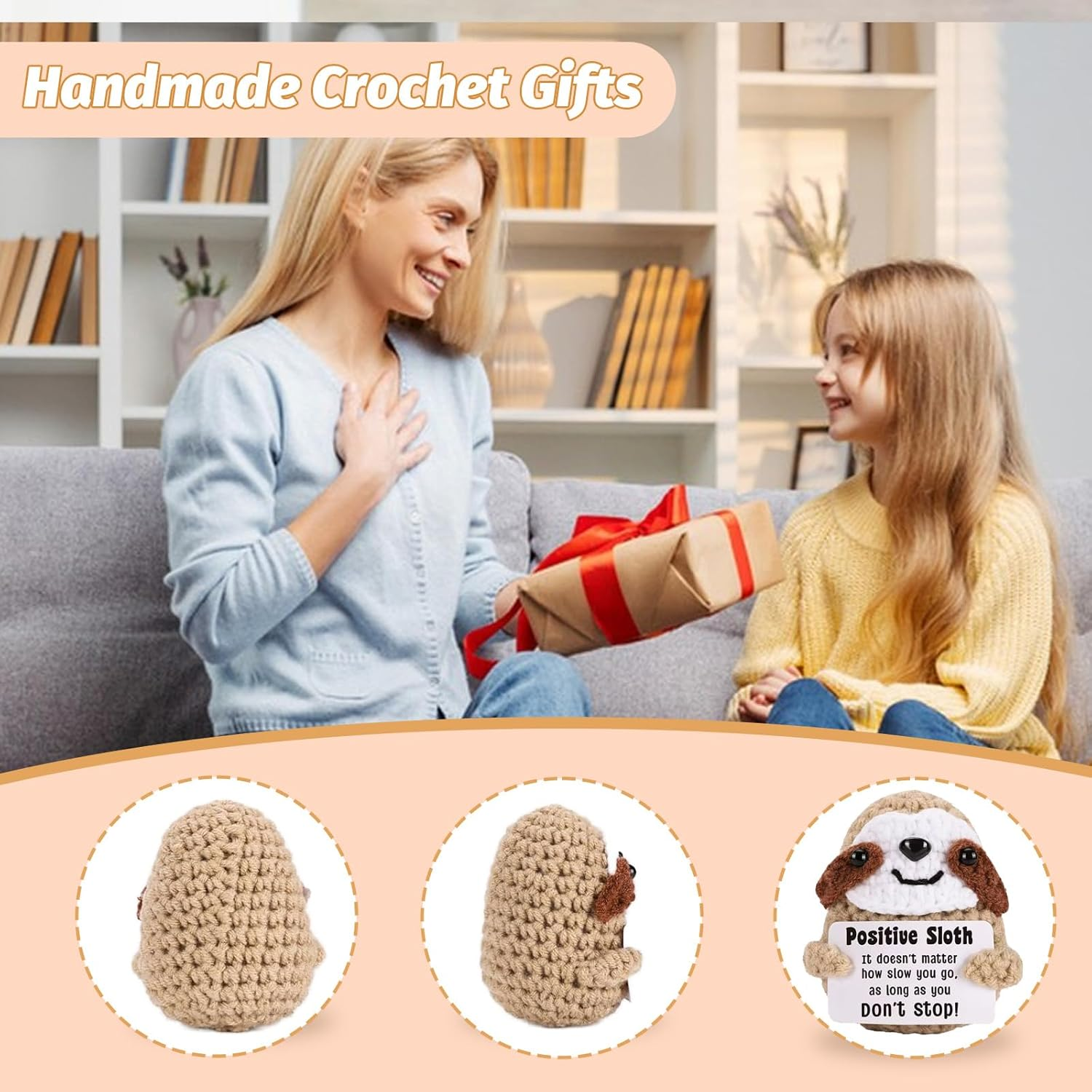 Dad Gifts for Birthday Fathers Day - Dad I Love You Slow Much, Funny Cool Handmade Knitted Crochet Sloth Present for Father Papa Easter Father'S Day Christmas from Daughter Son - Brown image number 5