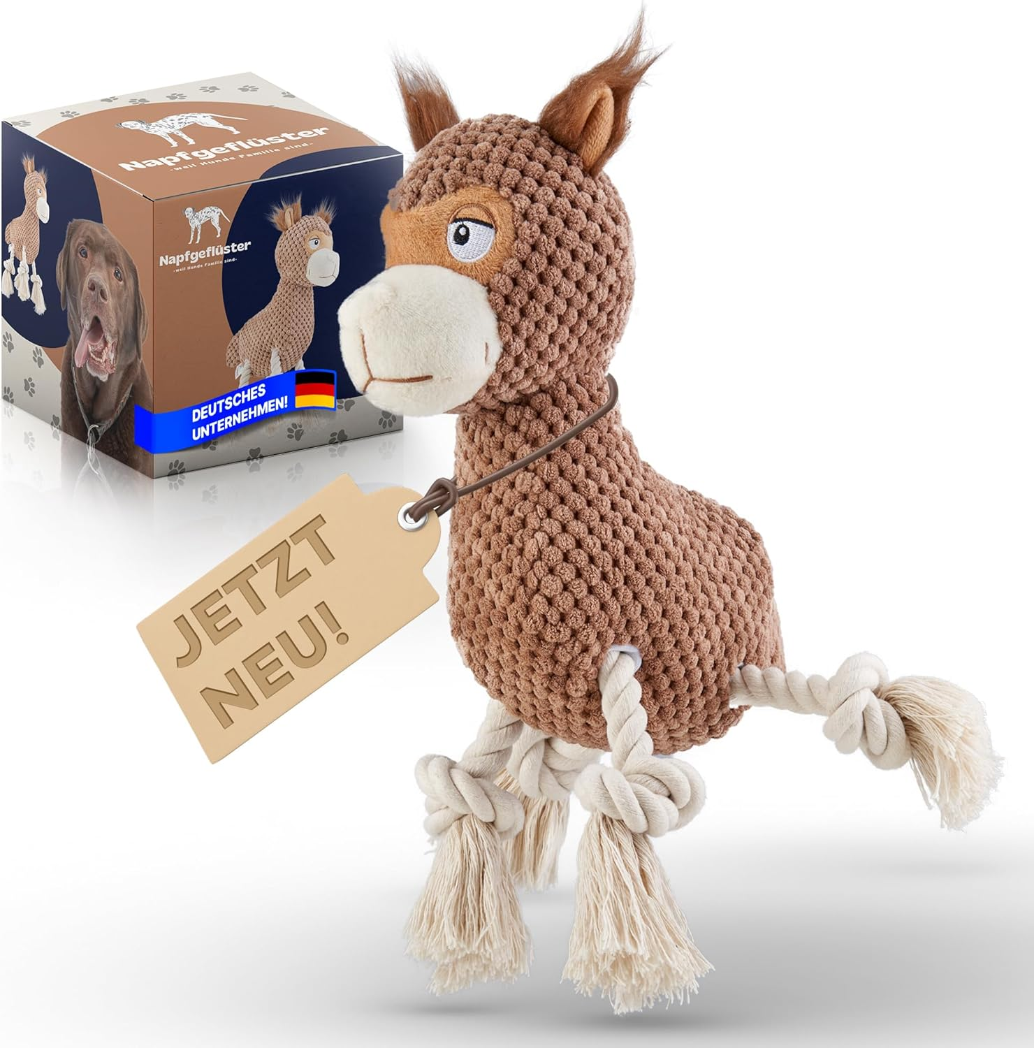 Napfgefl&uuml;ster&reg; - Alpaca Bruno Plush Dog Toy, Cute Squeaky Dog Toy with Crinkle Paper, Dew Dog Chew Toy for Small, Medium, Large Dogs image number 6