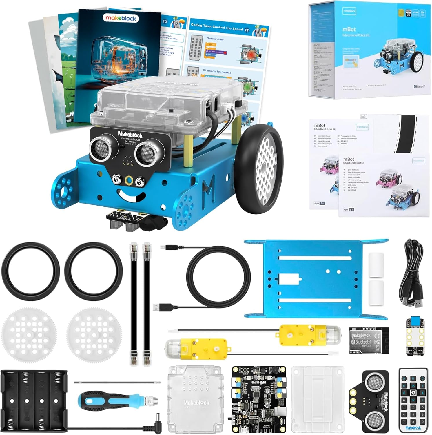 Makeblock Mbot Robot Kit with Scratch Coding Box, Robotics for Kids Ages 8-12 to Learn to Code with Scratch & Arduino, STEM Toys Robot Kits for Kids Age 8-12, Programming for Boys and Girls Age 8+