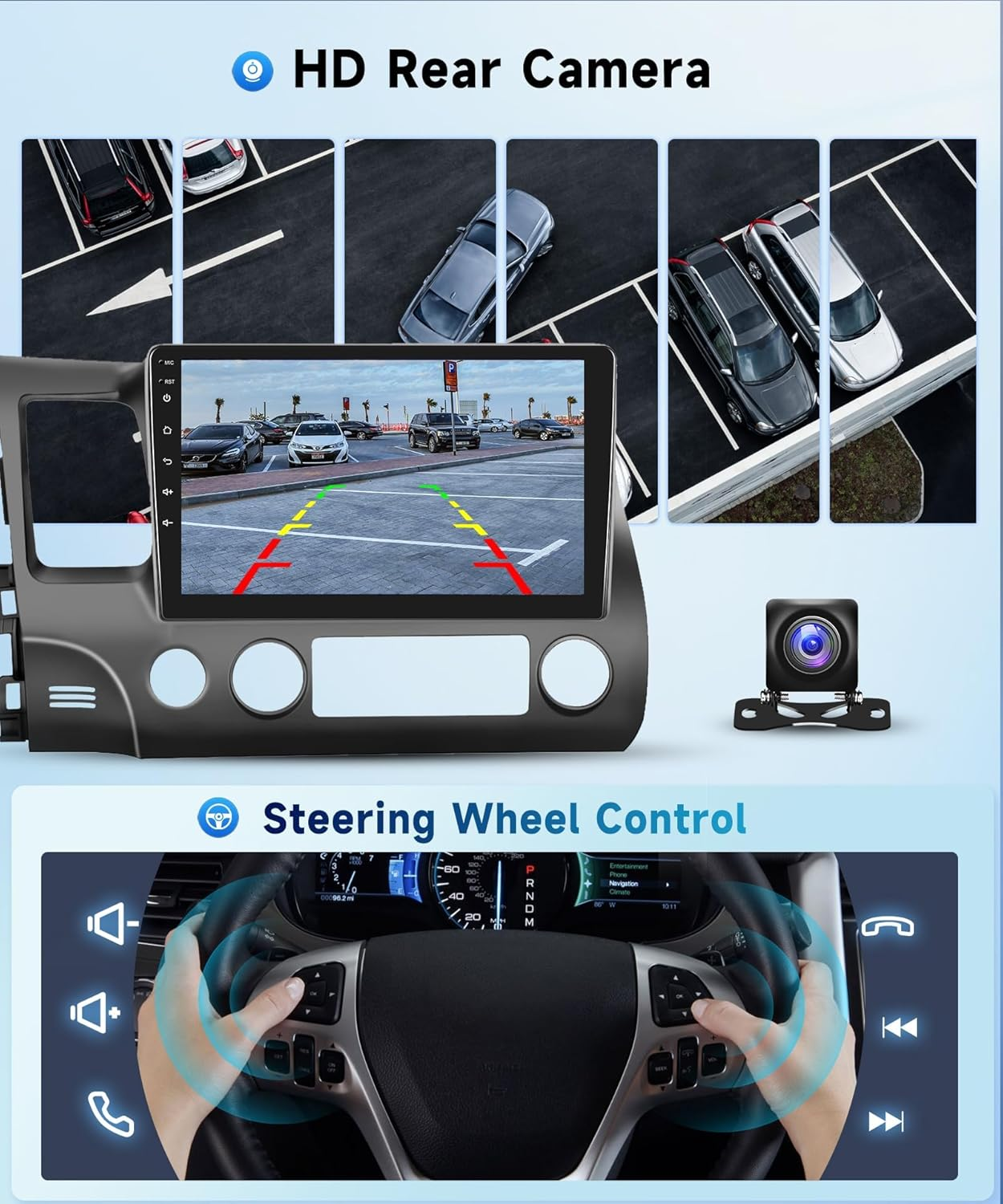 2G+32G Car Stereo for Honda Civic 2006 2007 2008 2009 2010 2011 with Wireless Carplay Android Auto, 10.1" Touchscreen Android Car Radio Support Bluetooth Wifi GPS USB Mirror Link Backup Camera image number 2