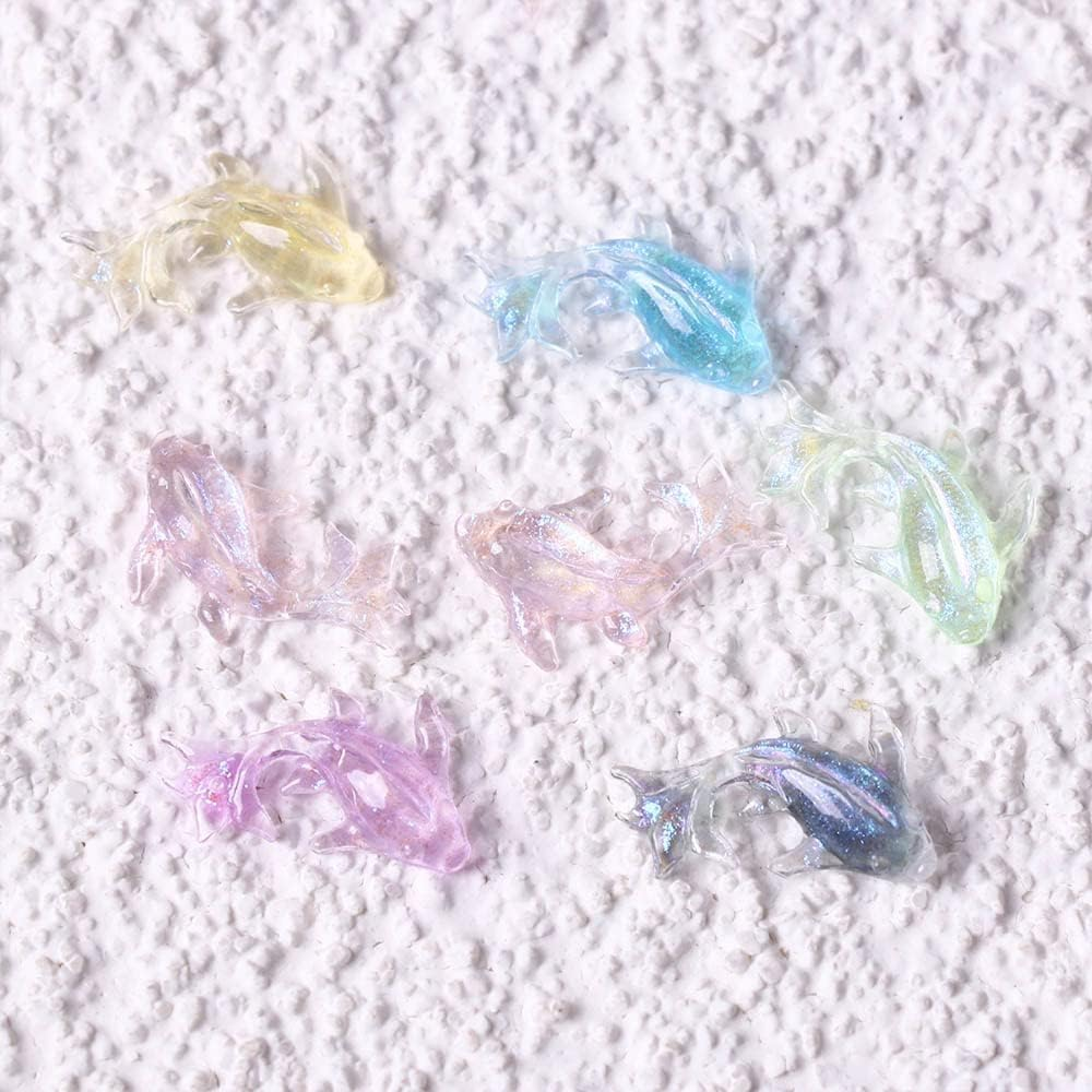 100Pcs Colorful Cute Mini Shiny Miniature Resin Goldfish Figurines,Diy Terrarium Crafts Ornament Accessories,Fairy Garden Accessories Ornament,Garden Sculptures and Statues,Outdoor Decor image number 4