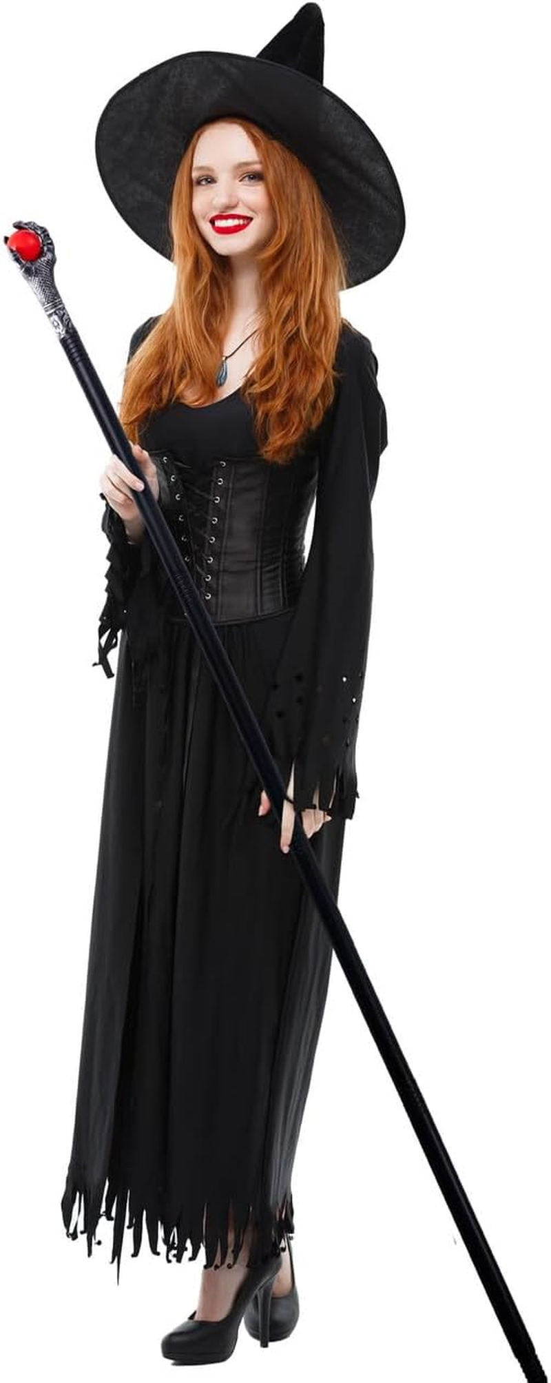 Spooktacular Creations Halloween Costumes Walking Cane Red Fire Dragon Claw round Wands with Fire Wizard Staff Stick Accessories for Halloween Party Pretend Play Costume, Halloween Dress Up image number 4