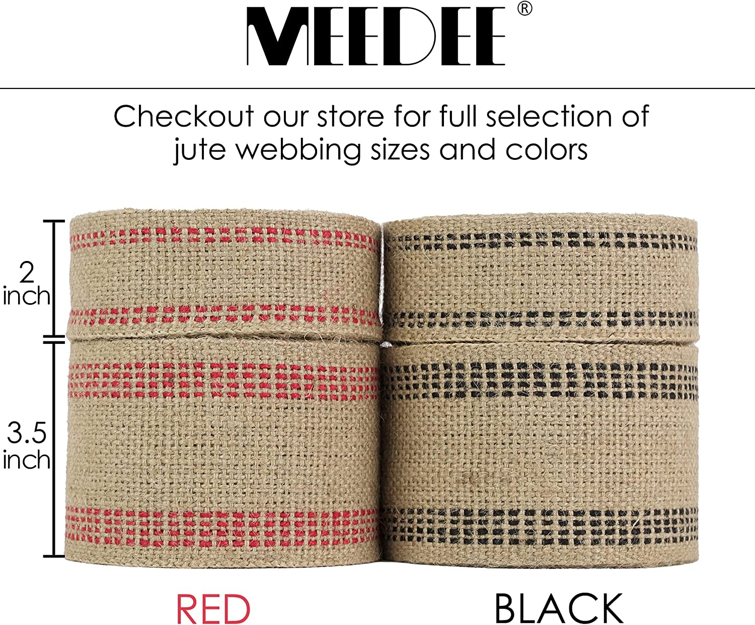 MEEDEE Red Jute Webbing 2 Inch Upholstery with Red Stitching - Heavy Duty Furniture Webbing for Chairs, Christmas Garland, Jute Wreath, Banner (10 Yards) image number 7