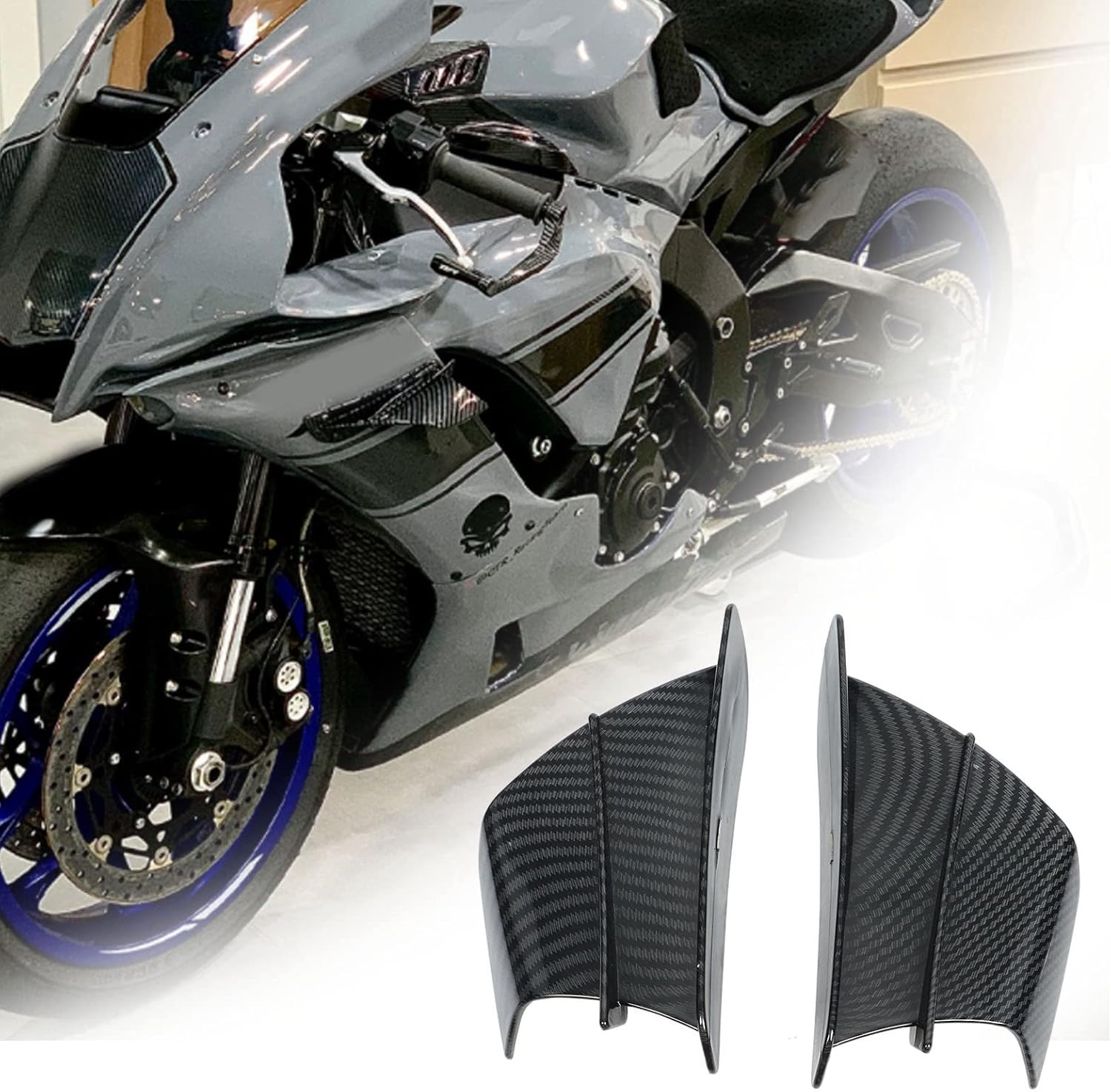 Motorcycle Winglet, Carbon ABS Fiber Fairing Motorcycle Wing, Aerodynamic Winglet Dynamic Spoiler, Universal Modification Accessory, Motorcycle Wing Spoiler image number 6