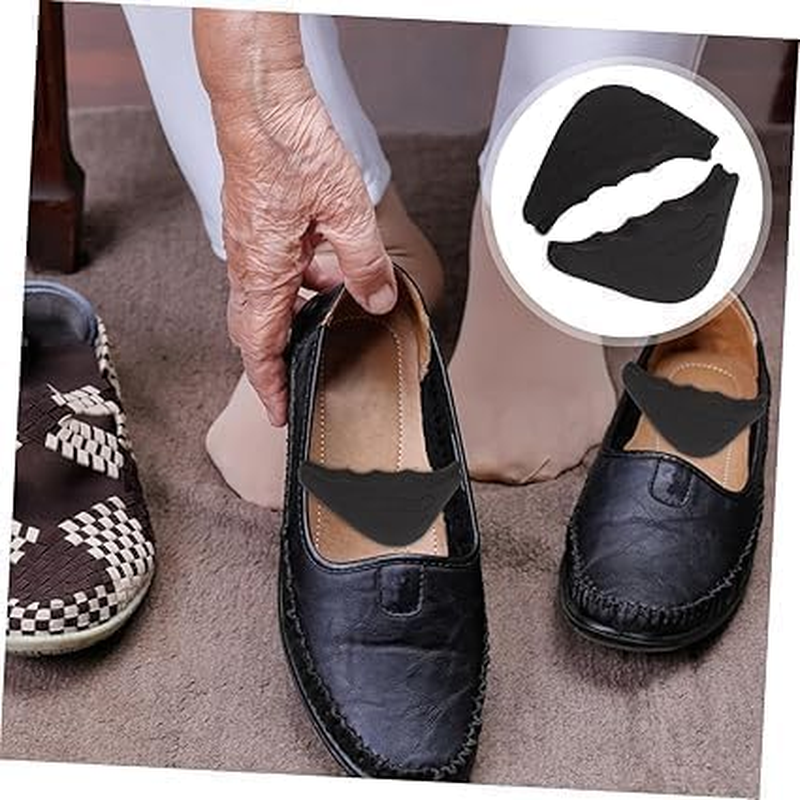 6 Pairs Half Size Padded Toe Plug of Foot Insert Toe Pad Toe Support Insoles Shoe Filler Toe Inserts Metatarsal Foot Pad Men and Women High Elastic Sponge Cushion Thicken (Black, One Size) image number 5